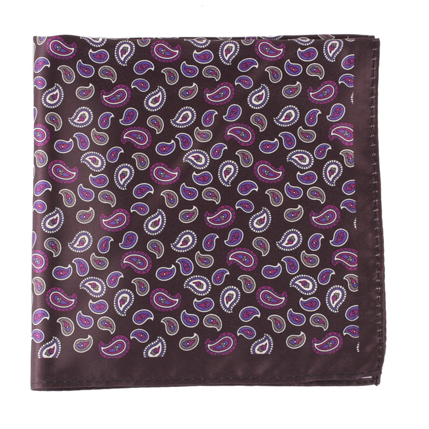 Azalea/Brown Paisley Pocket Square + SquareGuard