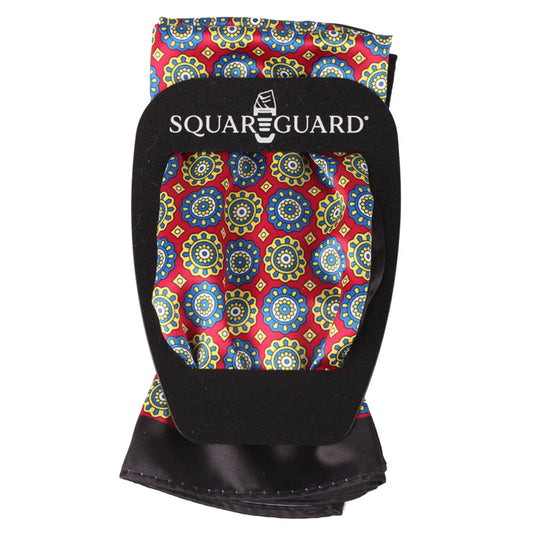 Red Geometric Pocket Square + SquareGuard
