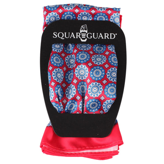 Red/Blue Geometric Pocket Square + SquareGuard