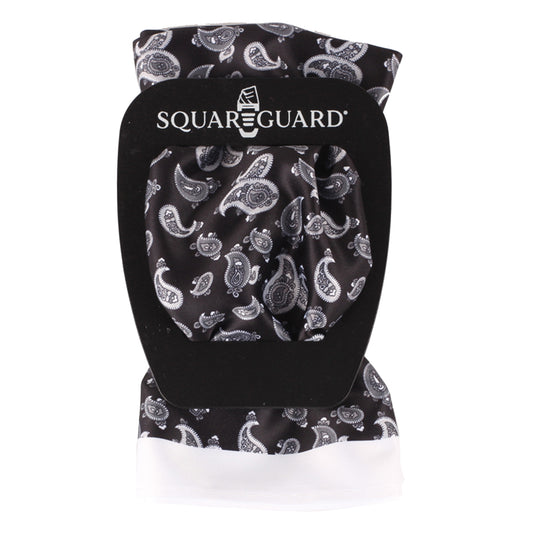 Black/White Paisley Pocket Square + SquareGuard