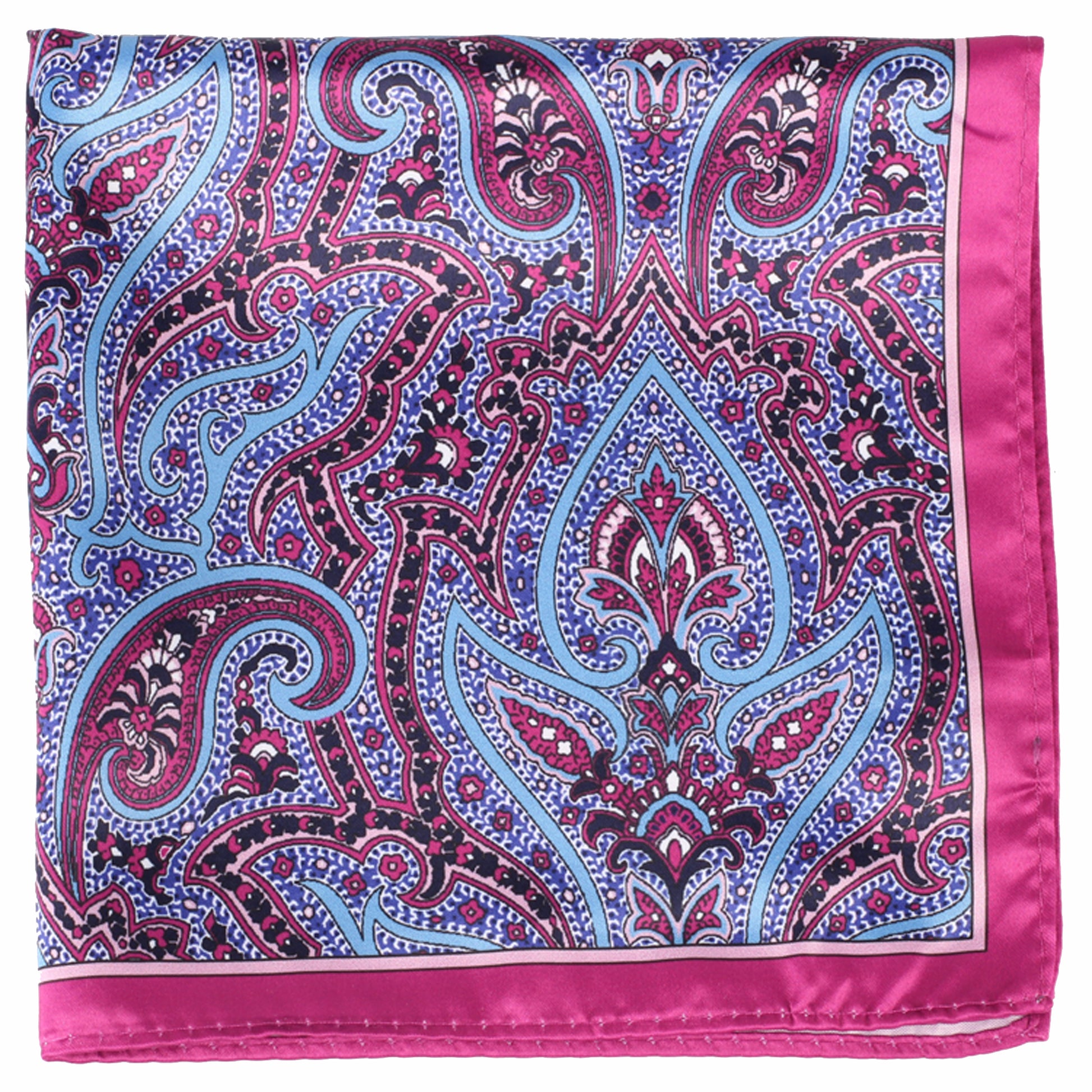 Pink Blue Paisley Pocket Square & Pocket Square Holder | PocketSquares