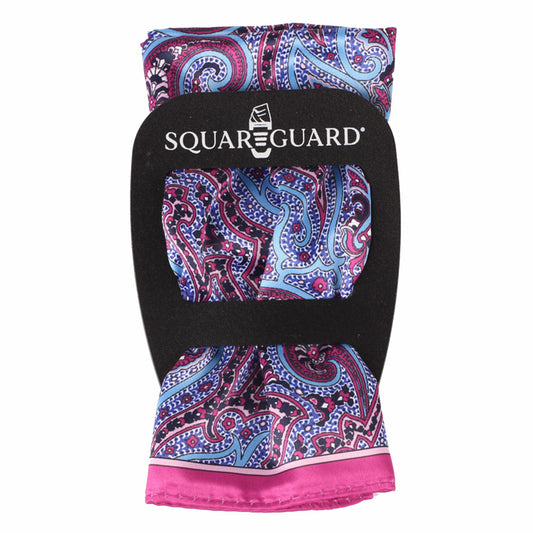 Pink Blue Paisley Pocket Square + SquareGuard