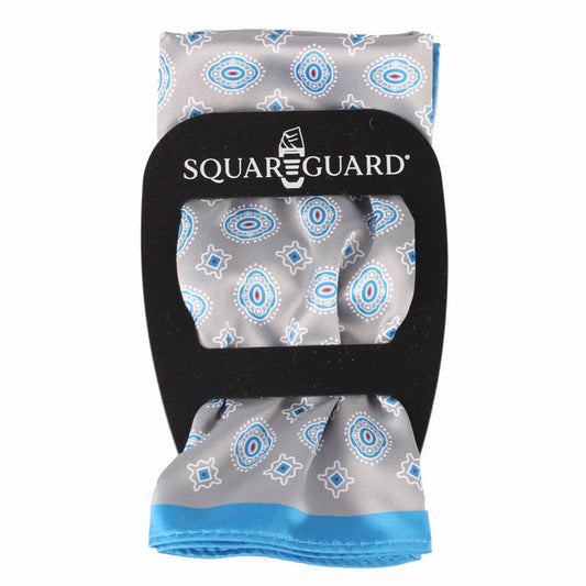 Grey/Blue Paisley Pocket Square + SquareGuard