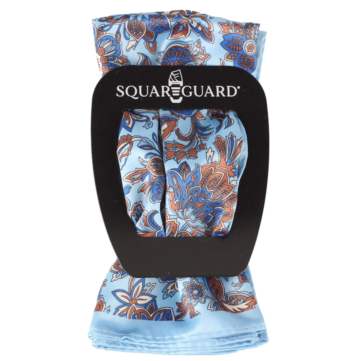 Light Blue/Brown Floral Pocket Square + SquareGuard