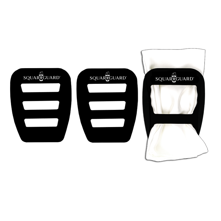SquareGuard Pocket Square Holder Slim (3-Pack) + White Pocket Square
