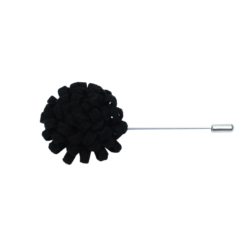 Men's Black Flower Lapel Pin