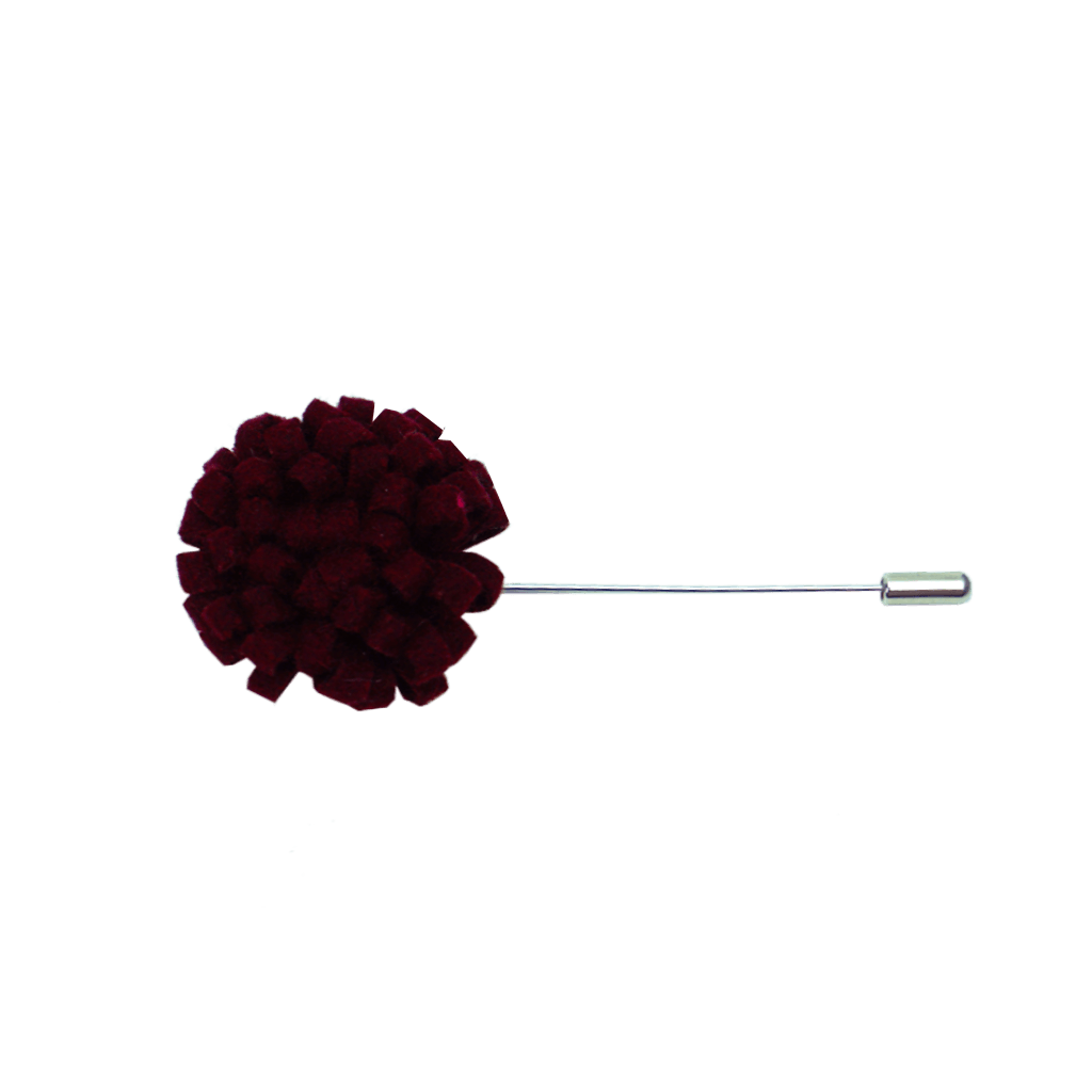 Men's Maroon Felt Flower Lapel Pin