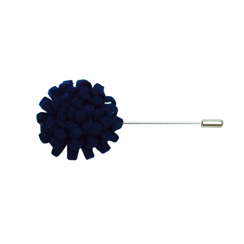 Men's Navy Flower Lapel Pin