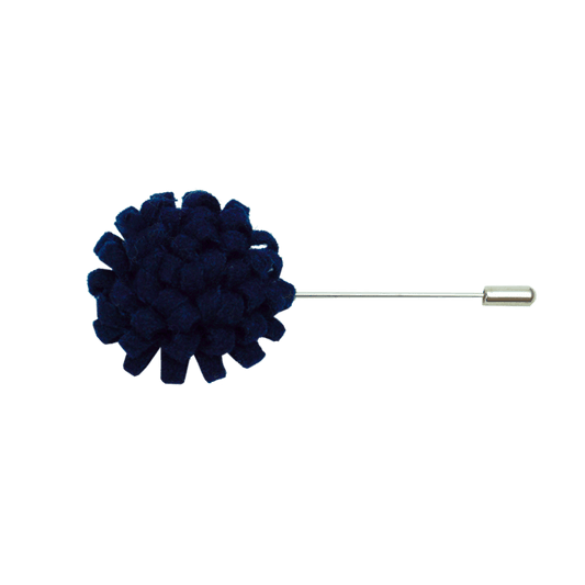Men's Navy Flower Lapel Pin