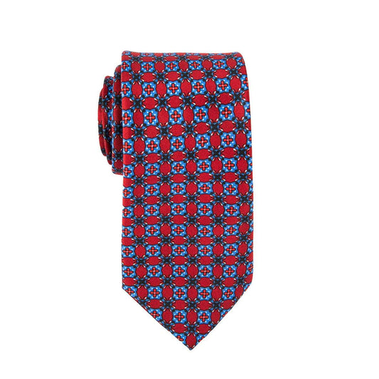 Red Geometric Tile Tie